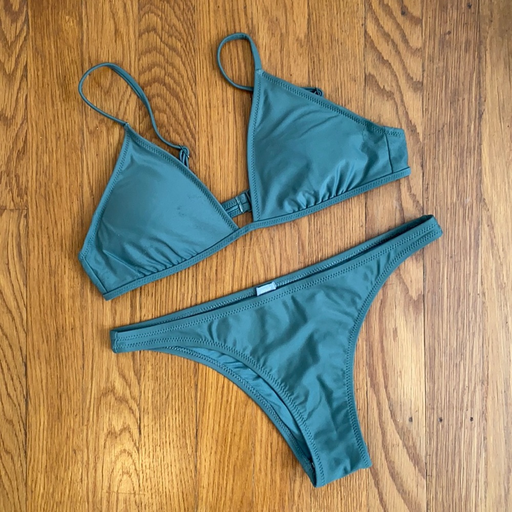 Aerie Bikini Swim - Triangle Top and Cheekier Bottoms in Green